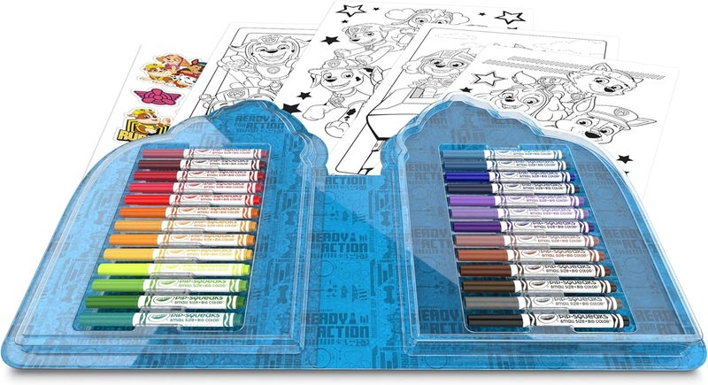 Crayola كرايولا - حقيبة مع ألوان وملصقات باو باترول، مجموعة أقلام تلوين، صفحات تلوين، ملصقات، 45 قطعة، هدية إبداعية للأطفال من 5 سنوات - Image 2