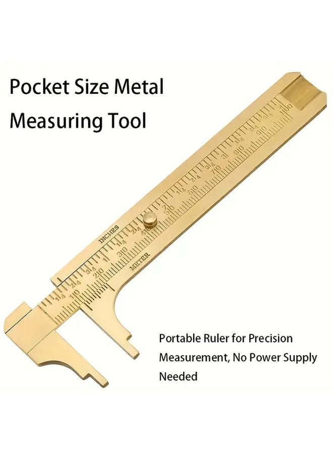 1pc Brass Copper Mini Vernier Caliper 100mm 0 001 Inch Dual Scale Pocket Measuring Tool - Image 2