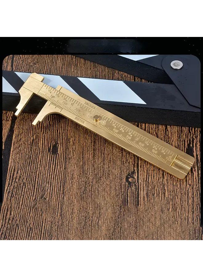 1pc Brass Copper Mini Vernier Caliper 100mm 0 001 Inch Dual Scale Pocket Measuring Tool - Image 1