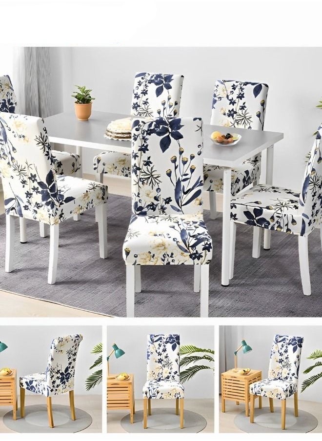 MIXDE - 4-Piece Printed Dining Chair Cover, Kitchen Detachable Dining Chair Protective Cover, Washable Elastic Seat Cover - Image 1