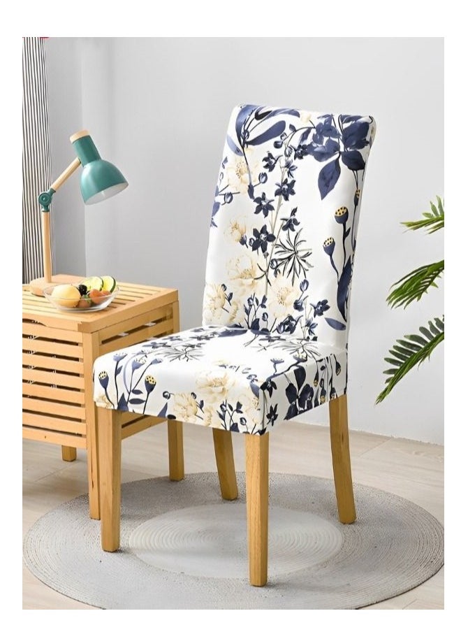 MIXDE - 4-Piece Printed Dining Chair Cover, Kitchen Detachable Dining Chair Protective Cover, Washable Elastic Seat Cover - Image 1