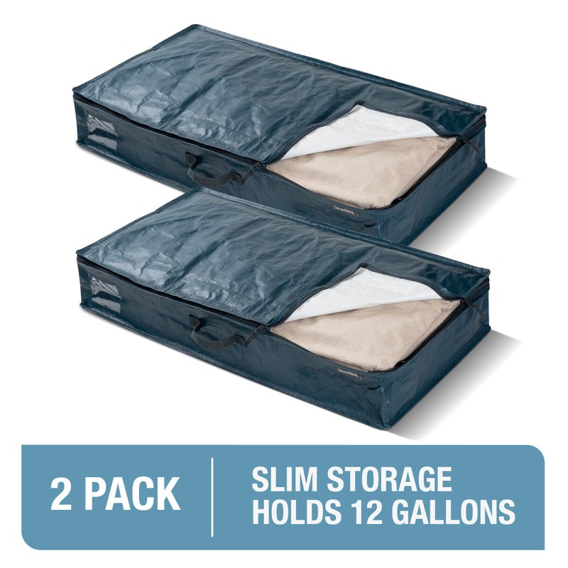 CleverMade Under Bed Storage Bag - 46L - Pack of 2 - Ocean - Collapsible Storage for Shoes and Clothes Easy Use - Heavy Duty Utility Bag Home - Image 2