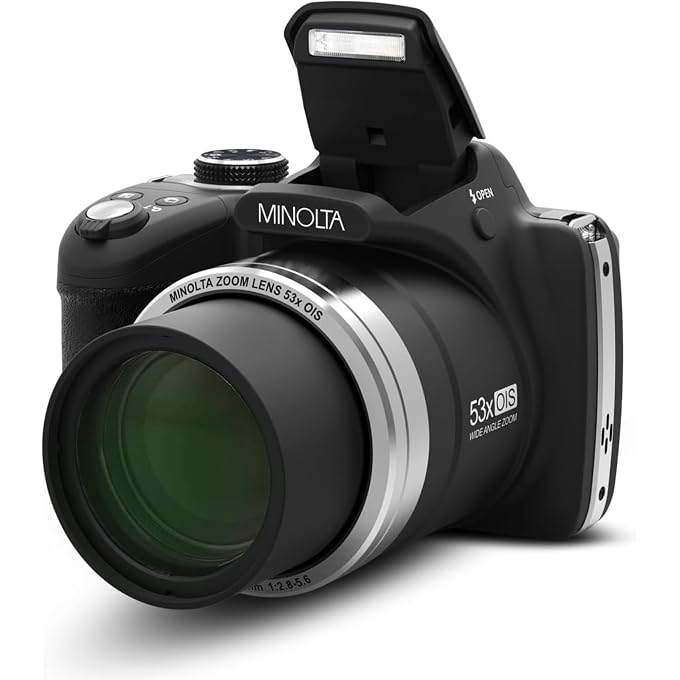 Minolta ProShot MN53Z 16MP Camera, 53X Optical Zoom, 1080p Video (Black) | Waterproof design captures photos and HD video at the beach, pool and on outdoor adventures. - Image 1
