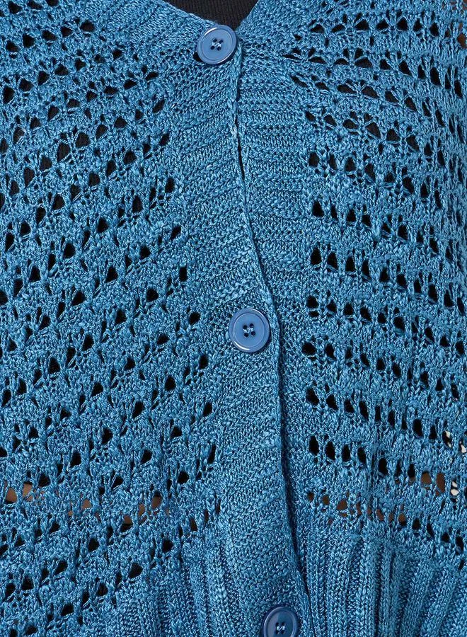Styli Textured Button Down Short Length Cardigan
