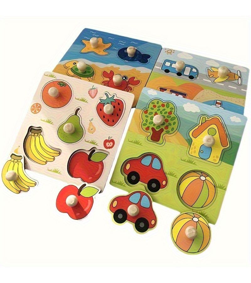 Kids Identification Boards 2pcs 3D Wooden Puzzle For Early Learning Handheld Jigsaw Educational Toy Party Game Activity Holiday Gift - Image 2