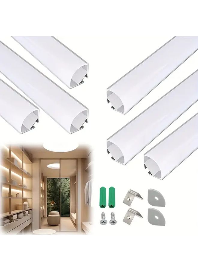 Silver Aluminum Triangular LED Channel 1m 30x30mm with White Cover for Ceiling and Corner - Image 1