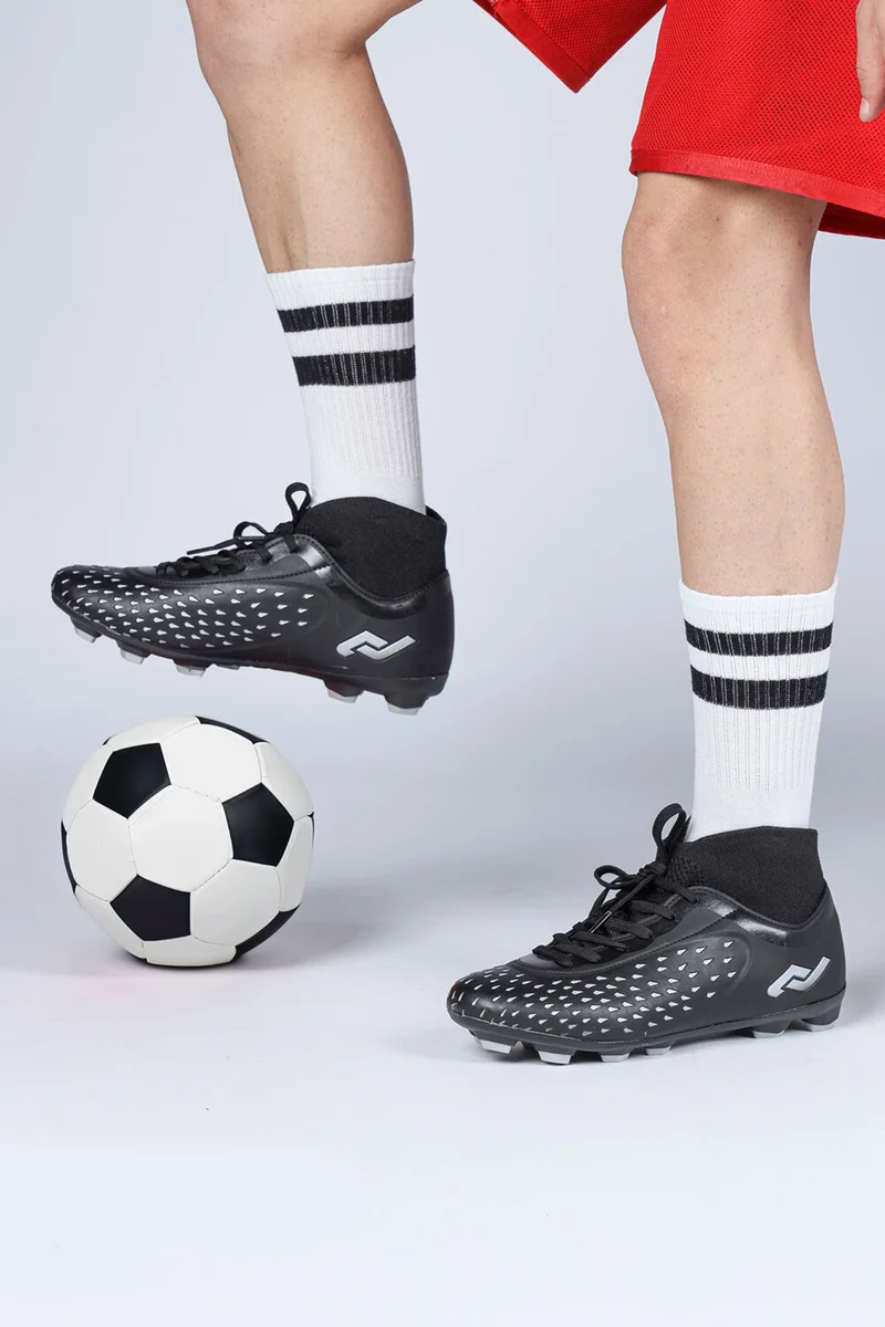 Jump 29672 Black - Gray Grass AstroTurf Football Shoes with Socks