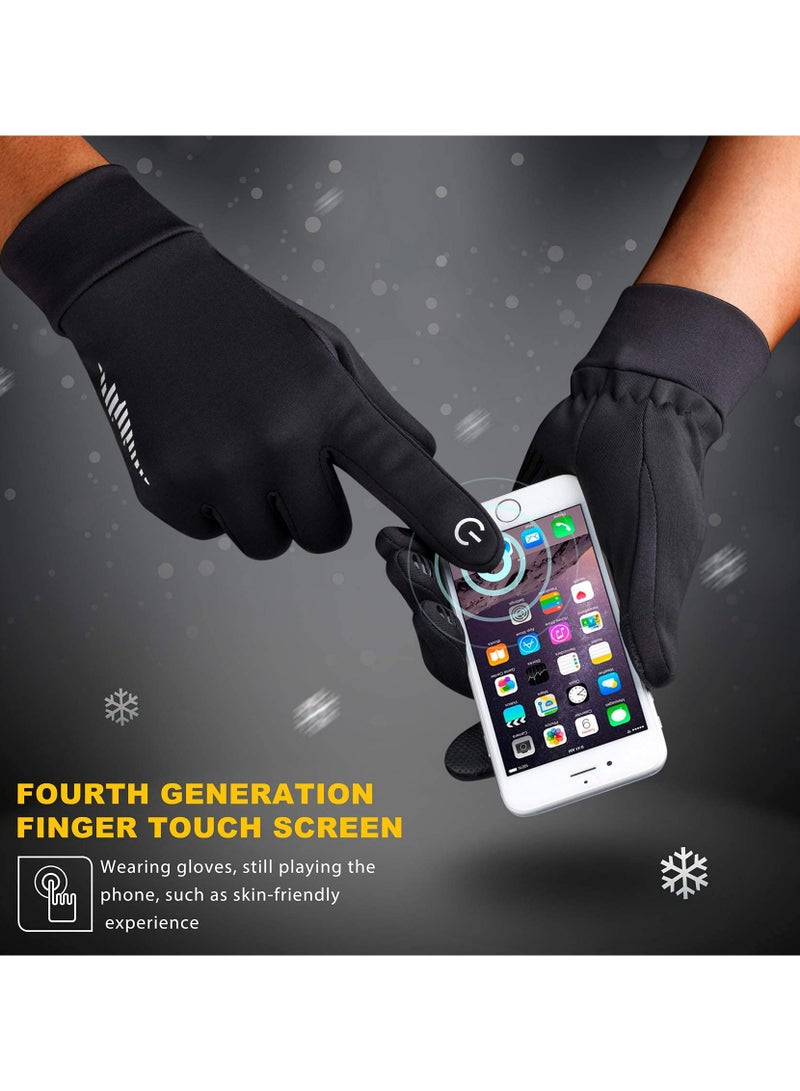 Generic 1 Pair（Size XL）Winter Unisex Wear-Resistant And Anti Slip Riding Gloves, Outdoor Waterproof, Touch Screen Logo Reflective And Warm Gloves, Black XL 24.5cm*12cm*1.5cm - Image 5
