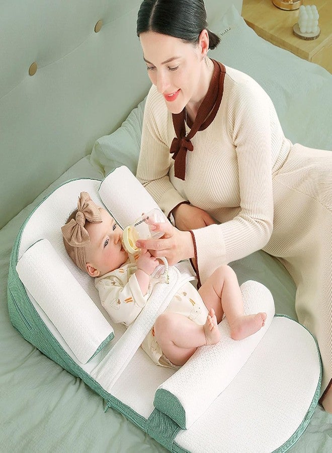 Suicune Baby Crib,Baby Lounger, 0-30° Height Adjustable Travel Crib,Baby Sleeping Nest, Anti-Reflux Pillow, Relieves Vomiting Milk, Washable - Image 1
