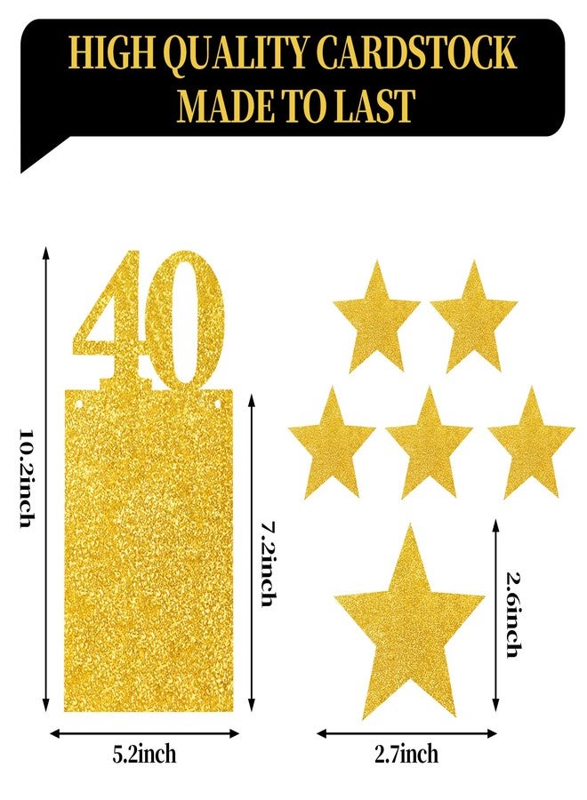 Guiruiy Pre-strung Happy 40th Birthday Photo Banner Decorations for Men Women, Black Gold Glitter Hello 40 Birthday Photo Hanging Banner Party Supplies, Cheers to 40 Years Old Bday Sign - Image 3