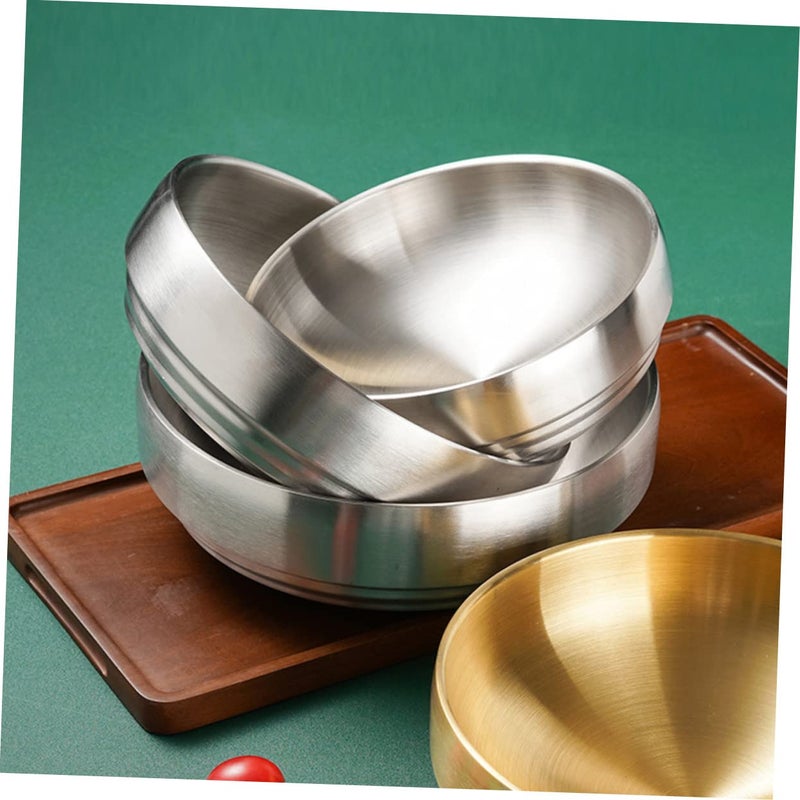 Stainless Steel Salad Bowl Multipurpose Kitchenware for Noodles Soups Easy Clean Silver - Image 4