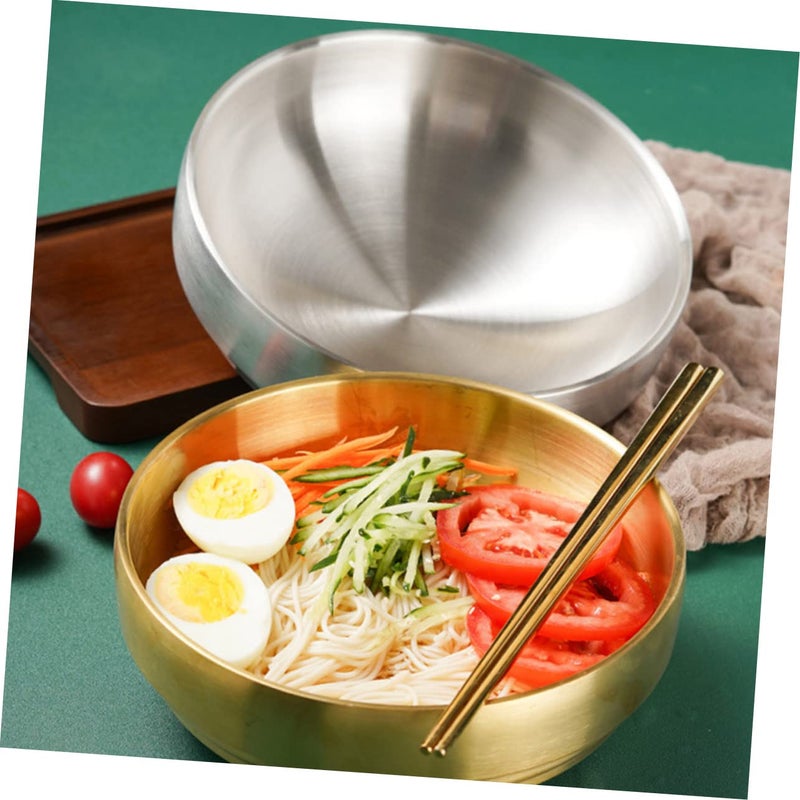 Stainless Steel Salad Bowl Multipurpose Kitchenware for Noodles Soups Easy Clean Silver - Image 3