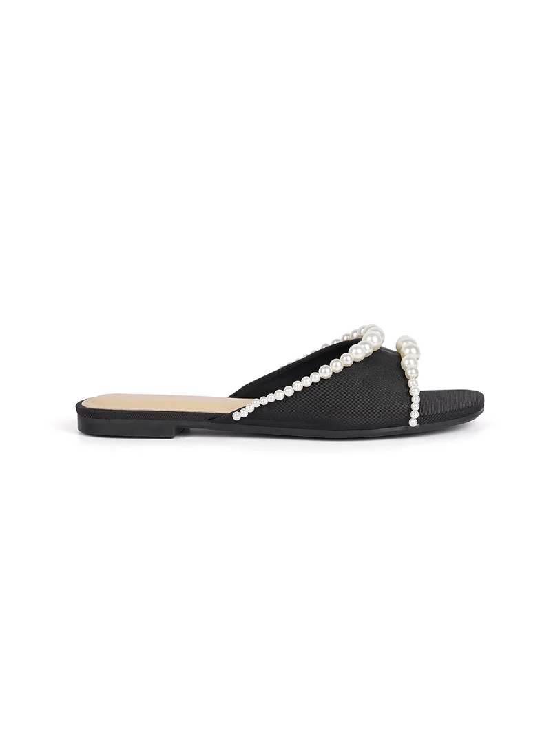 Cuple Womens slip on Sandals with pearls