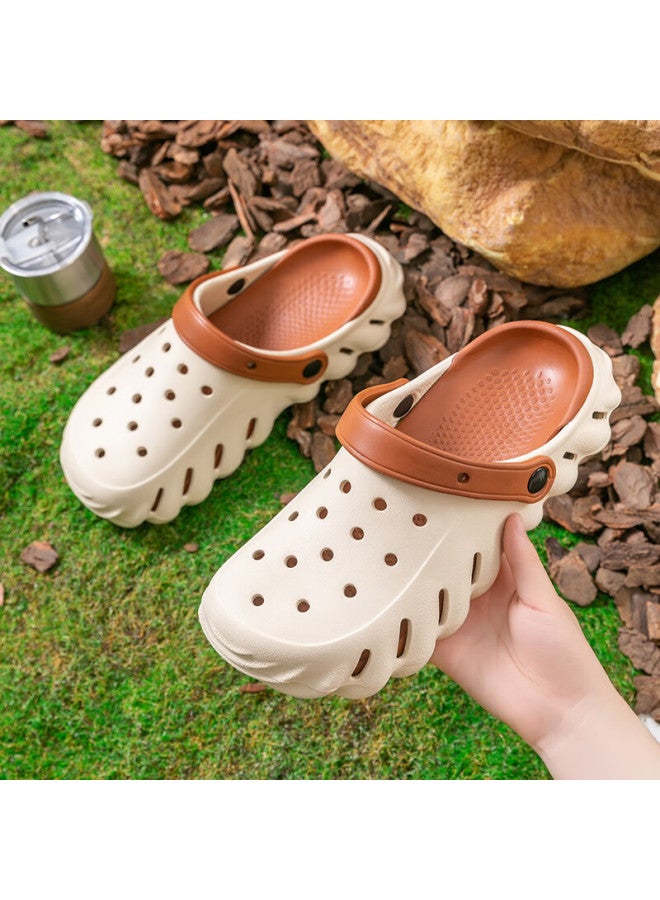 Jiayi Men'S Outdoor Casual Beach Breathable Soft Bottom Hole Shoes Anti-Slip Rainproof Slippers Khaki 40-41 Jy922