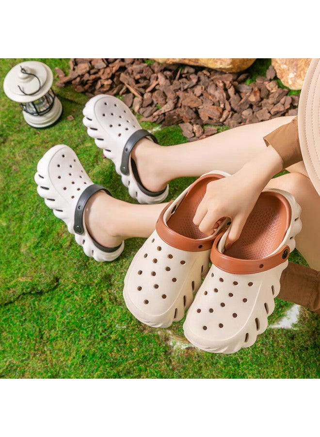 Jiayi Men'S Outdoor Casual Beach Breathable Soft Bottom Hole Shoes Anti-Slip Rainproof Slippers Khaki 40-41 Jy922