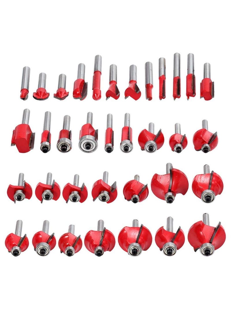 Digital Craft - Digital Craft 35pcs Shank Size 80mm Router Bit Set Professional Tungsten Carbide Milling Cutter for Electric Trimmer Wood Work Cutting Kit with Metal Storage Box Rotary Tool 8 mm - Image 1
