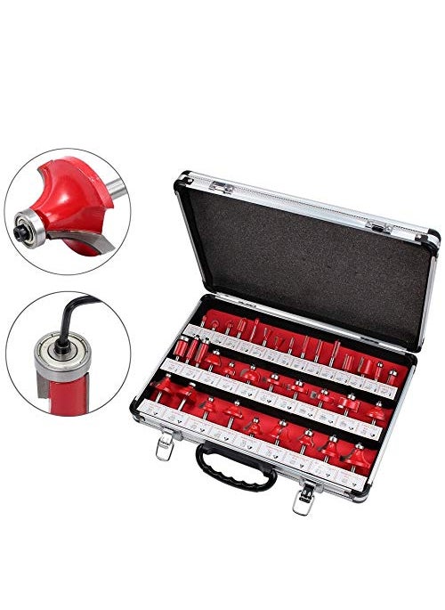 Digital Craft - Digital Craft 35pcs Shank Size 80mm Router Bit Set Professional Tungsten Carbide Milling Cutter for Electric Trimmer Wood Work Cutting Kit with Metal Storage Box Rotary Tool 8 mm - Image 1