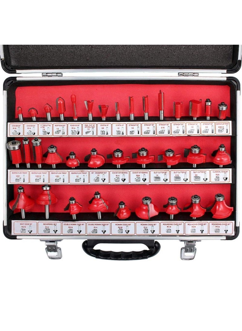 Digital Craft - Digital Craft 35pcs Shank Size 80mm Router Bit Set Professional Tungsten Carbide Milling Cutter for Electric Trimmer Wood Work Cutting Kit with Metal Storage Box Rotary Tool 8 mm - Image 1