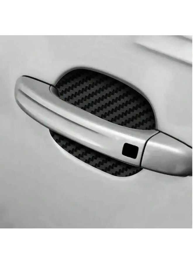 4pcs Blue Carbon Fiber Car Door Handle Cup Scratch Protective Stickers Waterproof - Image 1