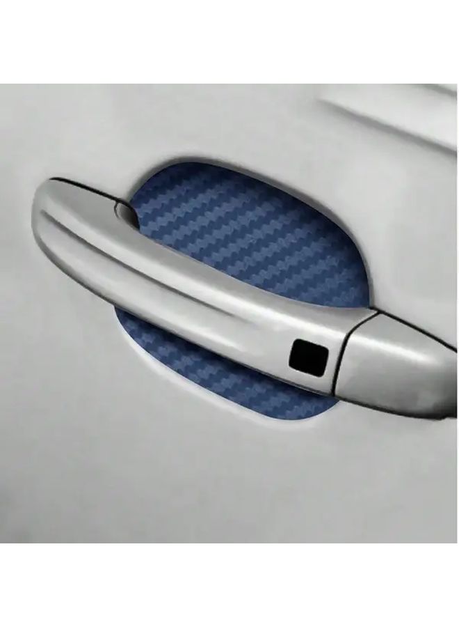 4pcs Blue Carbon Fiber Car Door Handle Cup Scratch Protective Stickers Waterproof - Image 5