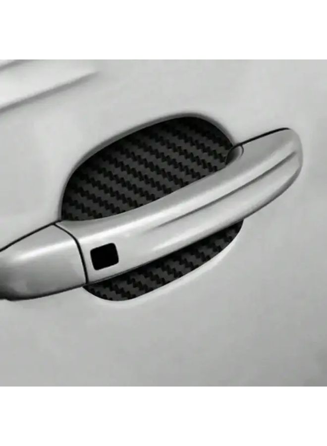 4pcs Blue Carbon Fiber Car Door Handle Cup Scratch Protective Stickers Waterproof - Image 2