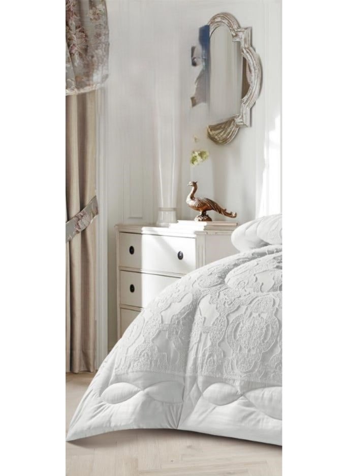 AKD Double bed sheet set with a luxurious pattern, made of microfiber, 6 pieces, old size: 1- Duvet 260*240cm, 1- Fitted sheet 200*200*30cm, 2- Decorative pillowcases 75*50*5cm, 2- Pillowcases 75*50cm. - Image 2