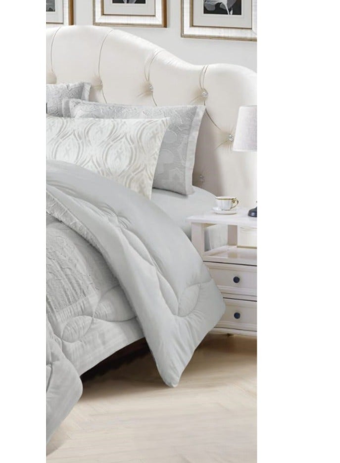 AKD Double bed sheet set with a luxurious pattern, made of microfiber, 6 pieces, old size: 1- Duvet 260*240cm, 1- Fitted sheet 200*200*30cm, 2- Decorative pillowcases 75*50*5cm, 2- Pillowcases 75*50cm. - Image 4