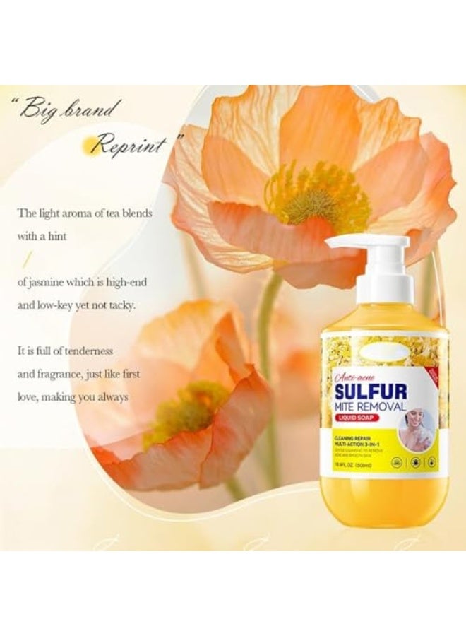 SADOER Sulfur Mite Removal Liquid Soap, Sulfur Body Wash,Shower Gel for Women and Men,Deep Clean Refreshing Soothes Gentle Daily Body Clean for Traveling and Bathroom Essentials - Image 4