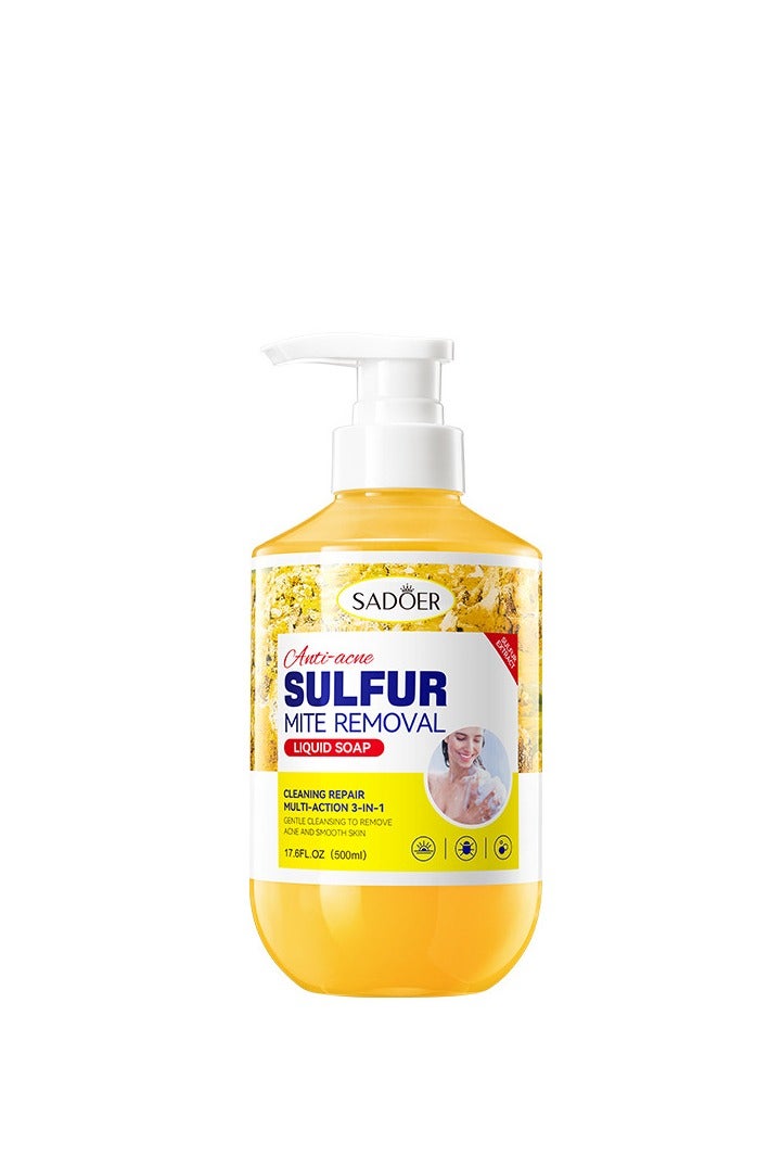 SADOER Sulfur Mite Removal Liquid Soap, Sulfur Body Wash,Shower Gel for Women and Men,Deep Clean Refreshing Soothes Gentle Daily Body Clean for Traveling and Bathroom Essentials - Image 1