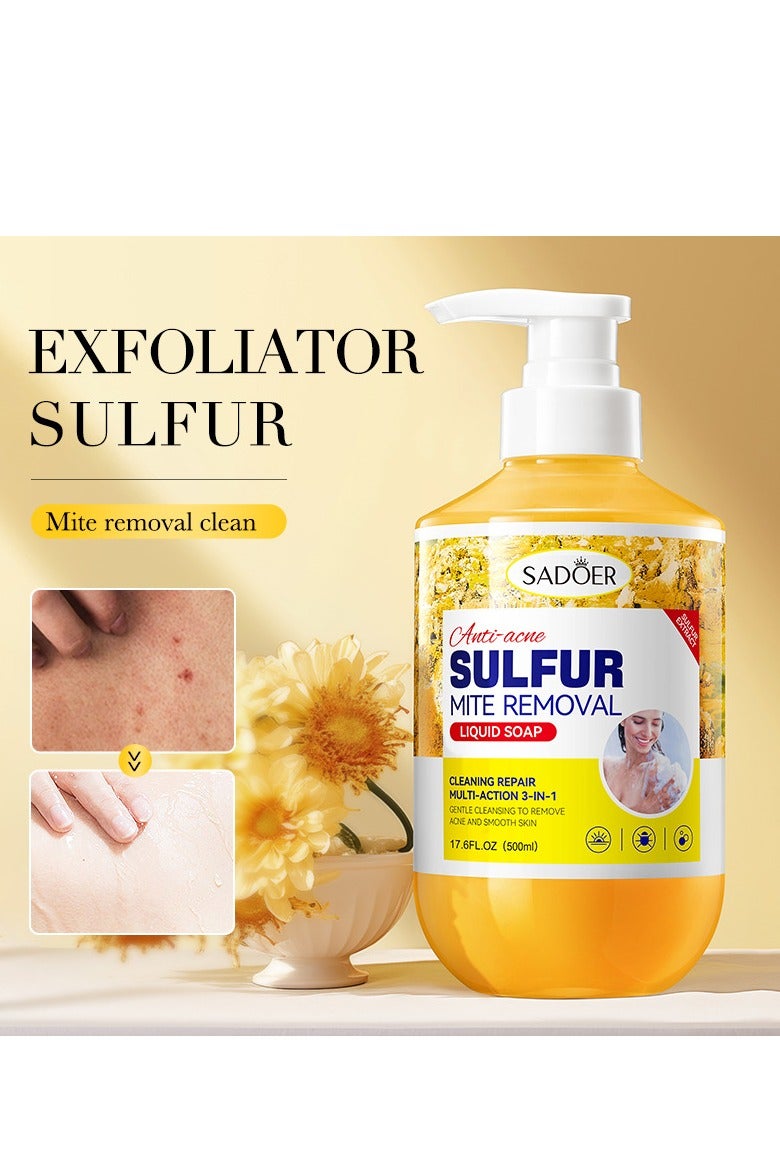 SADOER Sulfur Mite Removal Liquid Soap, Sulfur Body Wash,Shower Gel for Women and Men,Deep Clean Refreshing Soothes Gentle Daily Body Clean for Traveling and Bathroom Essentials - Image 3