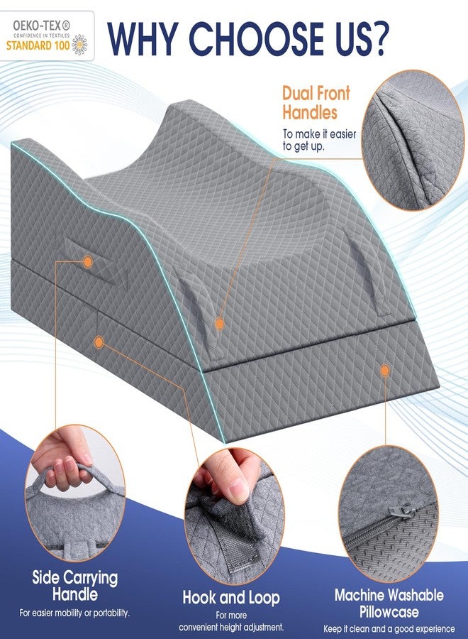 CushZone Leg Pillow, Leg Elevation Pillow with Pad and Memory Foam, Height Adjustable Bolster Pillow for Legs, Leg Pillow Elevation Blood Circulation, for Post-Surgery, Grey - Image 3