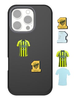 Generic 2 Pieces Hard Sticker for Mobile or Any Smooth Surface and Laptop Ittihad Club Jersey Shaped and Ittihad Symbol  - Image 1