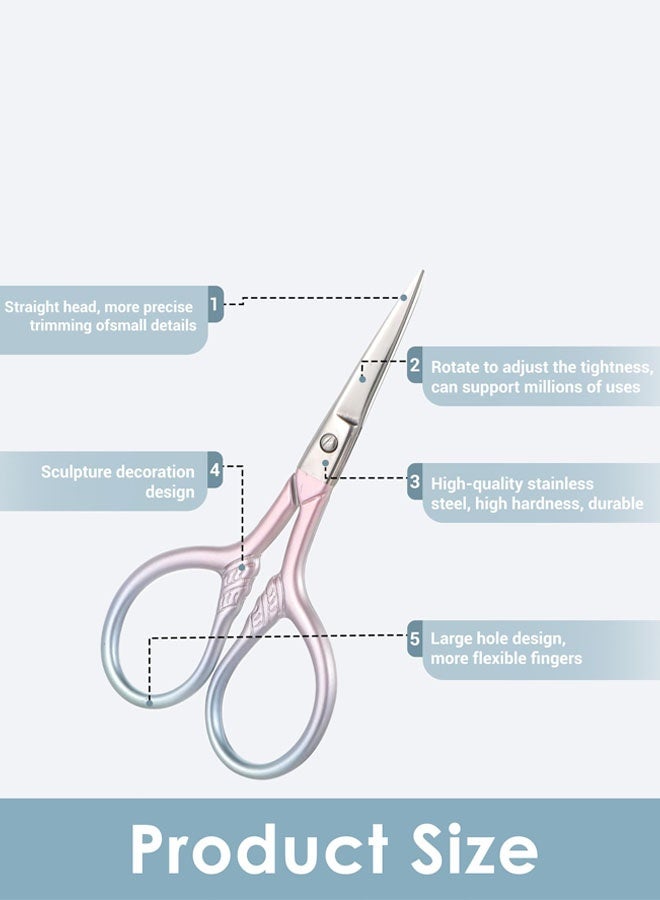 مقص صغير للعناية بشعر الوجه، مقص دقيق صغير مقاس 3.5 بوصة، مقص آمن مع غمد من البولي يوريثين لشعر الوجه والحاجب والرموش واللحية والشارب - Image 3
