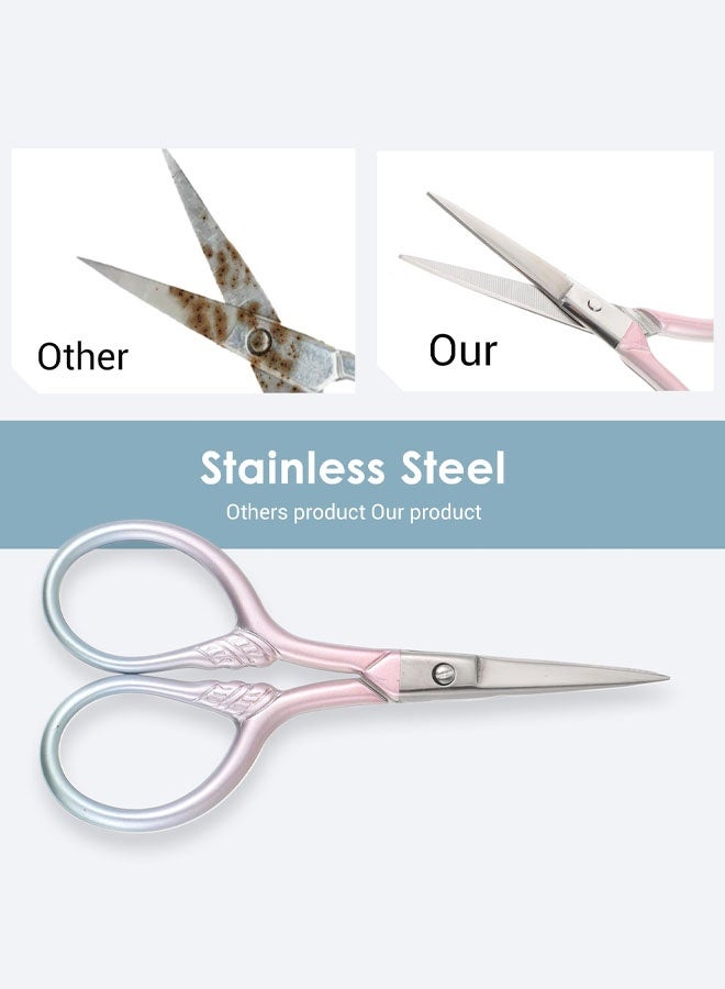 مقص صغير للعناية بشعر الوجه، مقص دقيق صغير مقاس 3.5 بوصة، مقص آمن مع غمد من البولي يوريثين لشعر الوجه والحاجب والرموش واللحية والشارب - Image 4