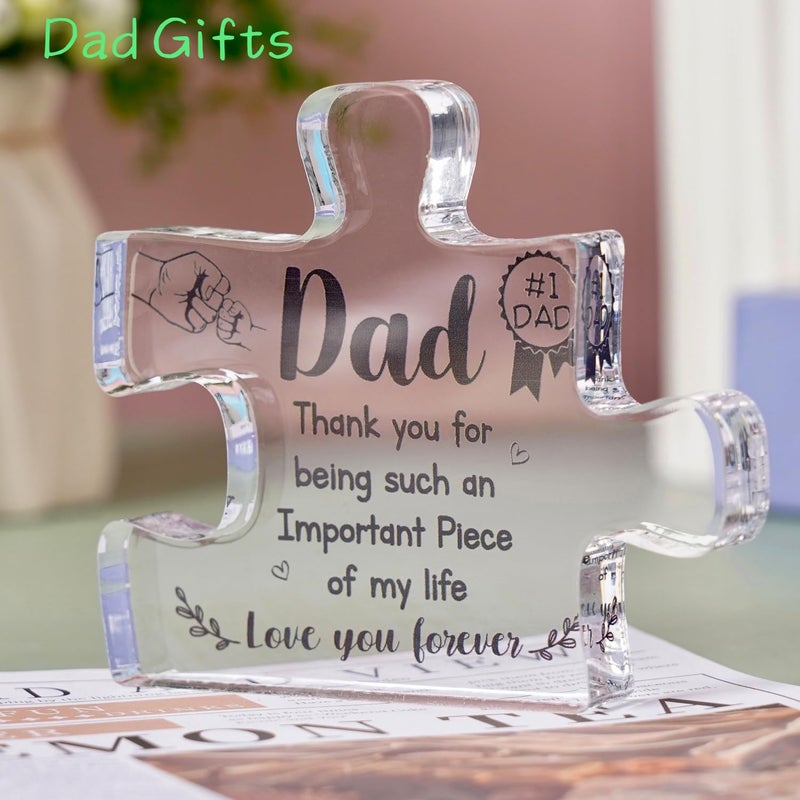 ilifemate Gifts for Dad  Christmas Gifts for Dad  Fathers Day Gift  Acrylic Puzzle Piece Plaque Birthday Gifts for Dad 4 x 3.3 in  Father's Day Gift from Daughter  Son  Men Birthday Gift Ideas  Best Dad Gifts - Image 3