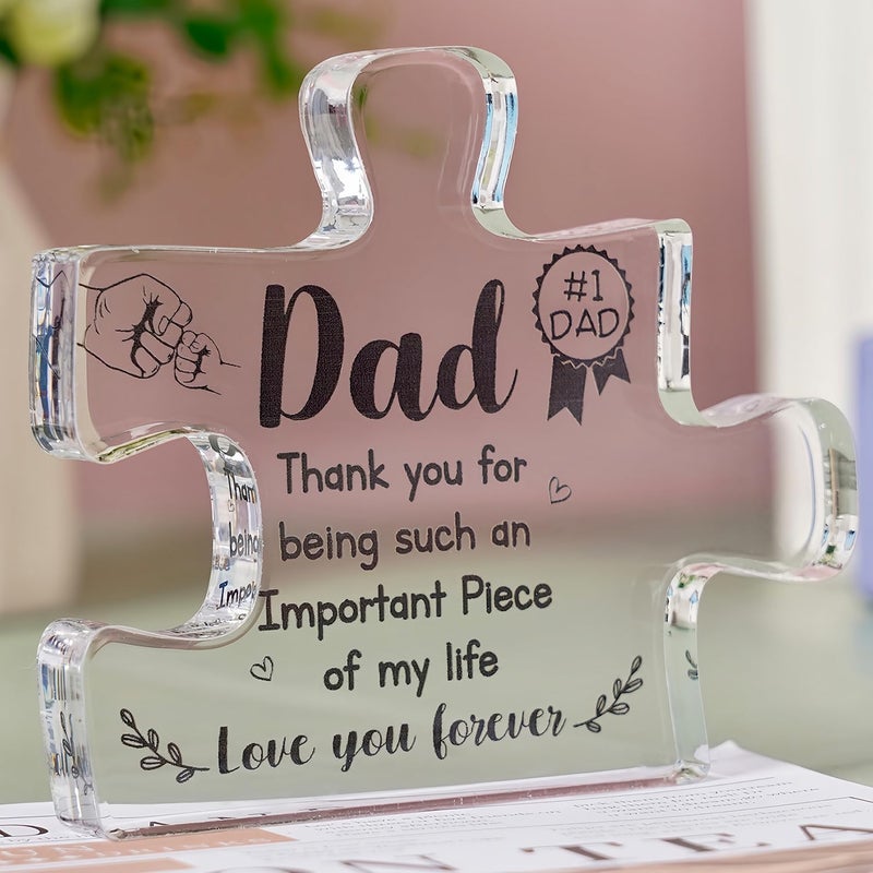 ilifemate Gifts for Dad  Christmas Gifts for Dad  Fathers Day Gift  Acrylic Puzzle Piece Plaque Birthday Gifts for Dad 4 x 3.3 in  Father's Day Gift from Daughter  Son  Men Birthday Gift Ideas  Best Dad Gifts - Image 1