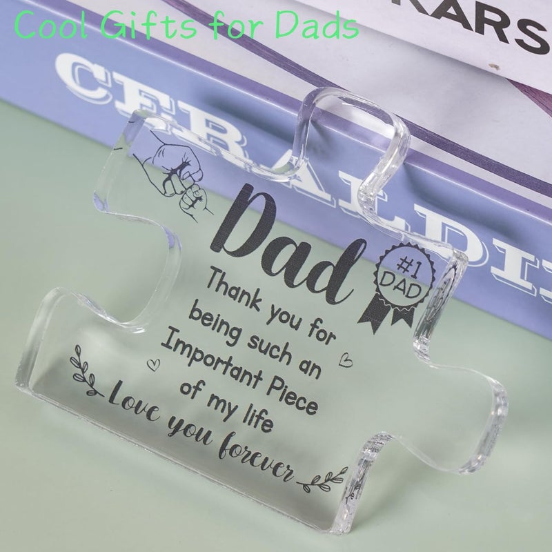 ilifemate Gifts for Dad  Christmas Gifts for Dad  Fathers Day Gift  Acrylic Puzzle Piece Plaque Birthday Gifts for Dad 4 x 3.3 in  Father's Day Gift from Daughter  Son  Men Birthday Gift Ideas  Best Dad Gifts - Image 2