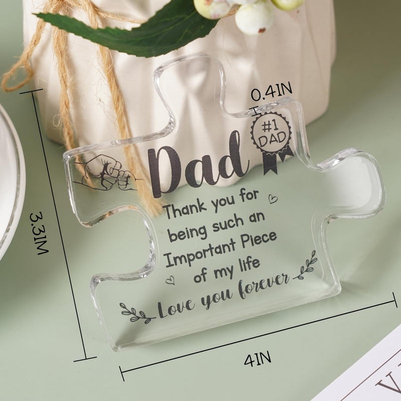 ilifemate Gifts for Dad  Christmas Gifts for Dad  Fathers Day Gift  Acrylic Puzzle Piece Plaque Birthday Gifts for Dad 4 x 3.3 in  Father's Day Gift from Daughter  Son  Men Birthday Gift Ideas  Best Dad Gifts - Image 5