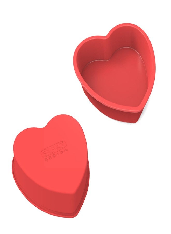 SILIVO 6 inch Heart Cake Pans(2 Pack) - Silicone Nonstick Heart shaped Cake Pans for Cakes and Brownies - Image 1