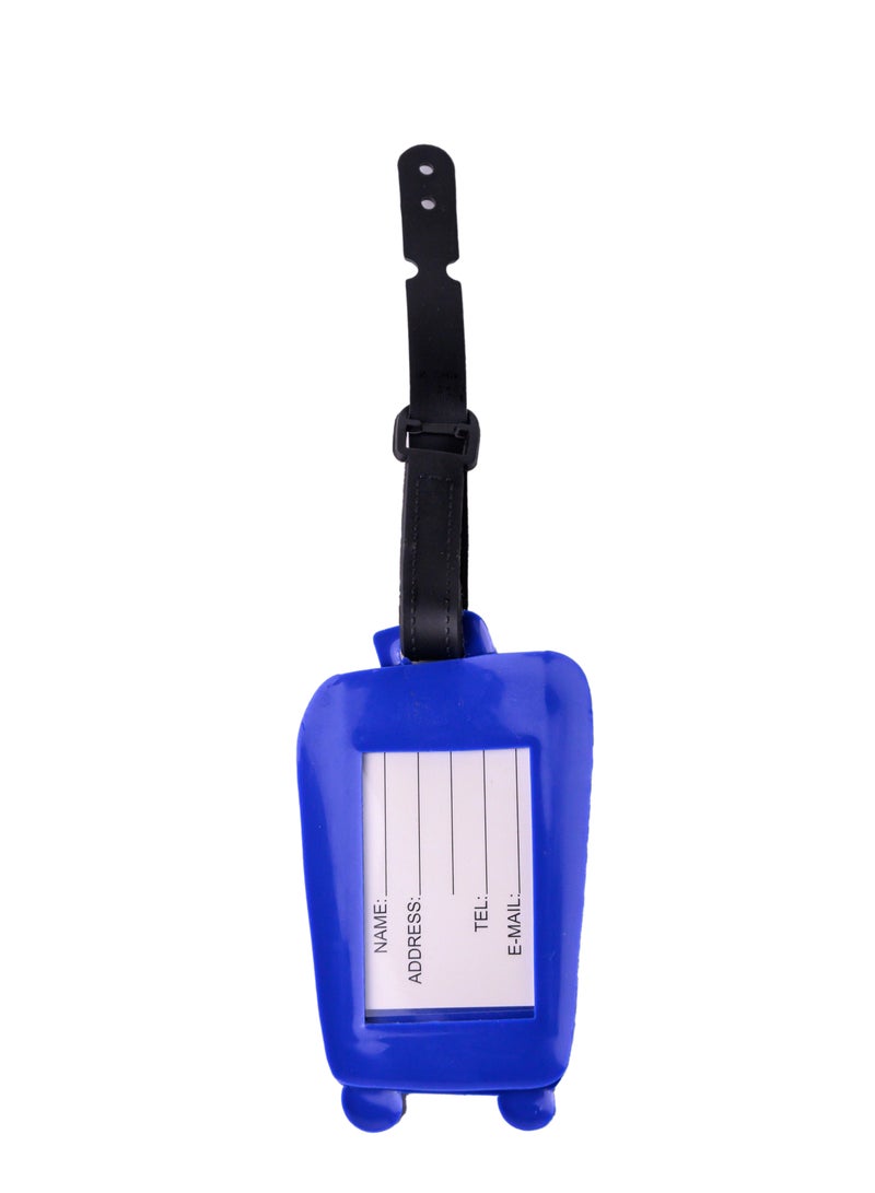 Cuisine Art Luggage Tag with Name ID Card, Personalized Identifier ID Labels, Flexible PVC Travel Tags, Secure Travel Luggage Labels for Baggage Identity, Suitcase Tag - Trolley Shape, Blue 3-Piece Set - Image 4