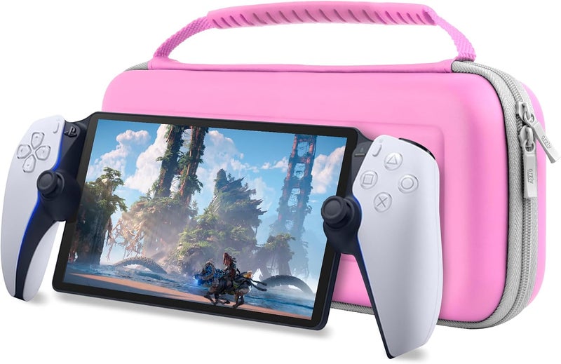 Orzly Pink Carrying Case for Playstation Portal Remote Player for PS5 Console with Accessories, Travel and Storage Protection for Headset Charger and More - Image 1
