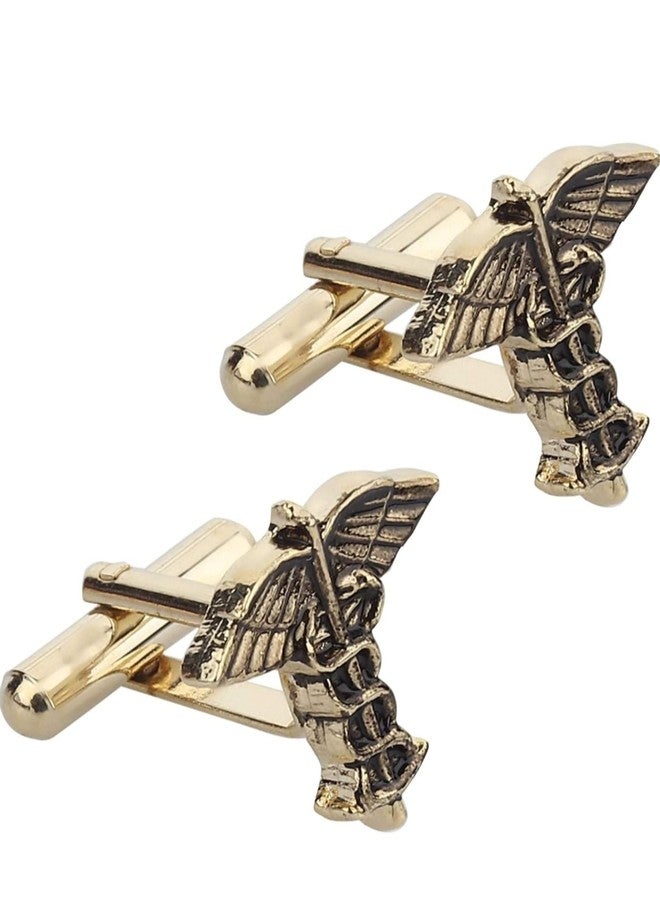 Cufflinks -Doctor Symbol Formal Round Black and Gold Cuff Link and Tie Pin Set with Doctor Insignia for Men and Women & (Gift Packing Best Frind) (Style -2)