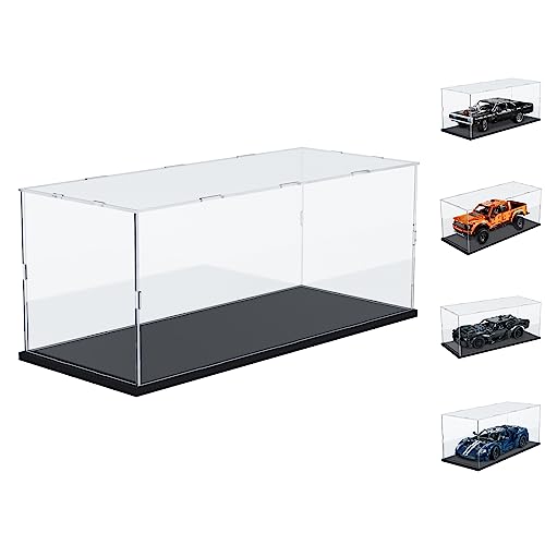 Choowin Acrylic Display Case for Lego Car Dodge Charger Batmobile Jazz Quartet  Thickened Clear Acrylic Display Box for Collectibles  Dustproof Assemble Black Base - Image 1