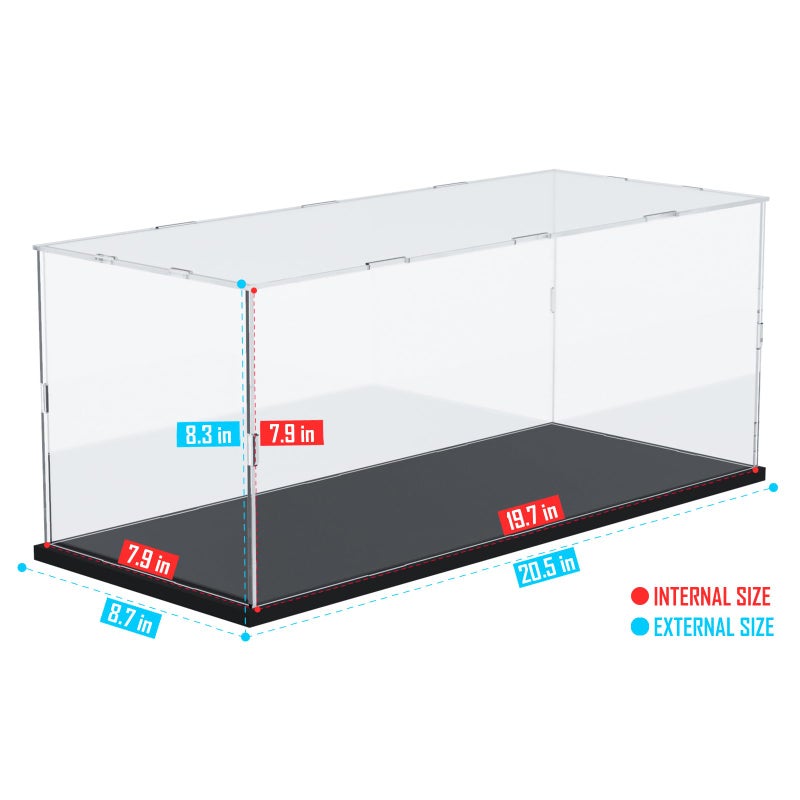 Choowin Acrylic Display Case for Lego Car Dodge Charger Batmobile Jazz Quartet  Thickened Clear Acrylic Display Box for Collectibles  Dustproof Assemble Black Base - Image 3