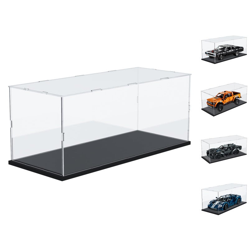 Choowin Acrylic Display Case for Lego Car Dodge Charger Batmobile Jazz Quartet  Thickened Clear Acrylic Display Box for Collectibles  Dustproof Assemble Black Base - Image 2