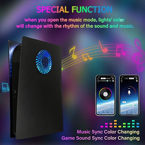 Dobewingdelou Faceplate with RGB Light Strip for PS5 Digital Edition DOBEWINGDELOU 400+ Effects LED Light Ring Console Cover for PS5 Digital Edition DIY Decoration Kit Accessories Black - Image 4