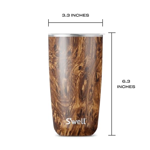 S'well Stainless Steel Tumbler with Slide-Open Lid, 18oz, Teakwood, Triple Layered Vacuum Insulated Containers Keeps Drinks Cold for 12 Hours and Hot for 4, BPA Free - Image 5