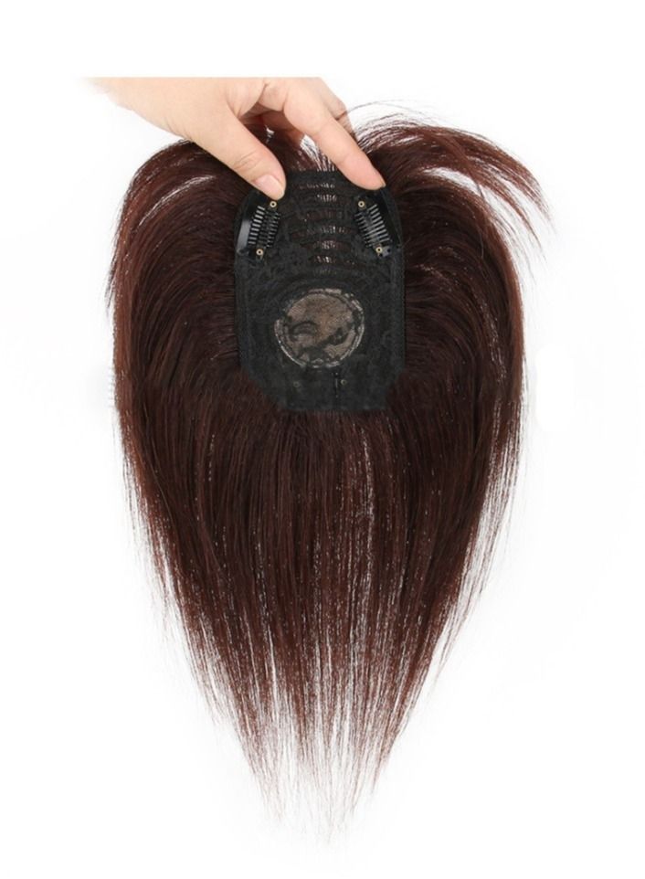 Estelle One piece real hair head cover white hair replacement piece fluffy hair increase volume ladies wig block Nature Black - Image 4