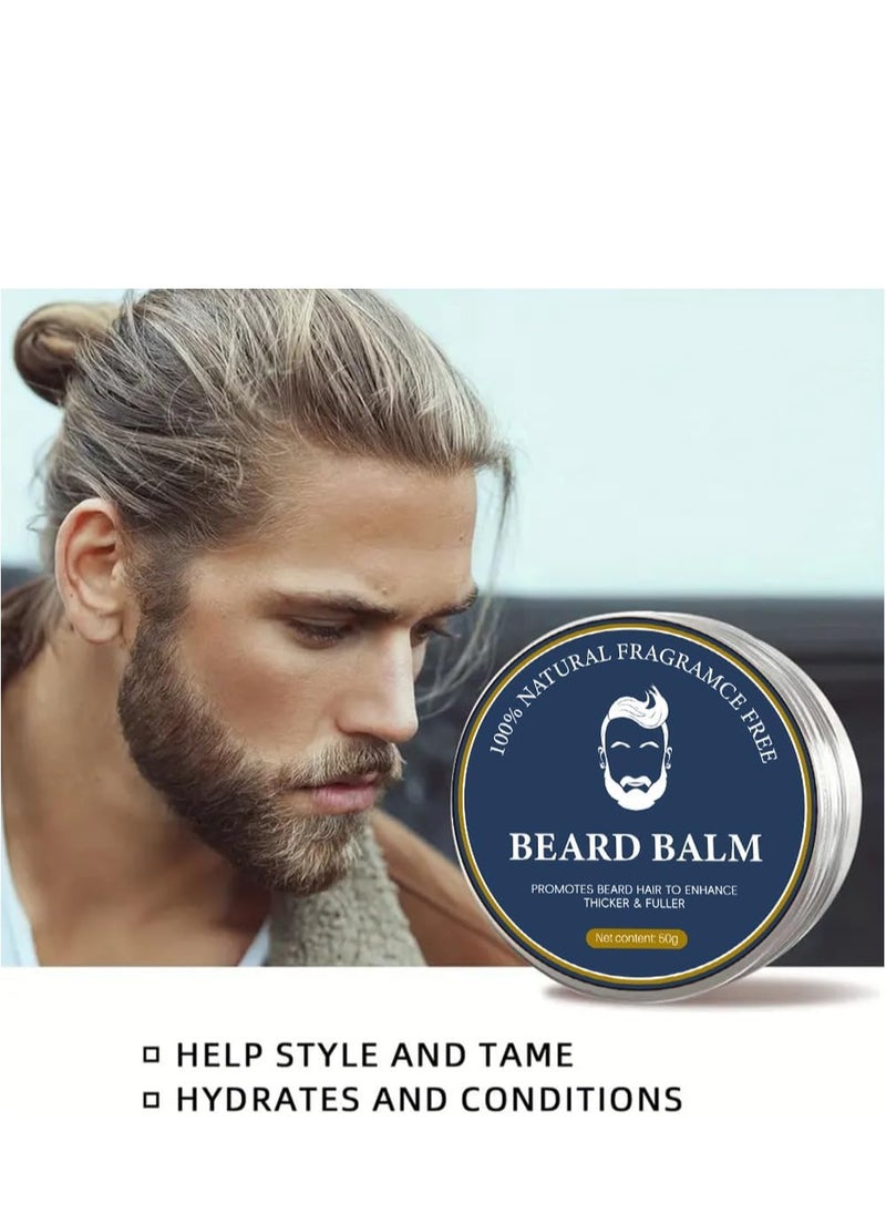 Generic Beard Balm for Men, Leave in Beard Conditioner Beard Oil Hair Care, Beard Shape Beard Cream Premium Beard Care Beard Butter, 50g (Blue Box)  - Image 4