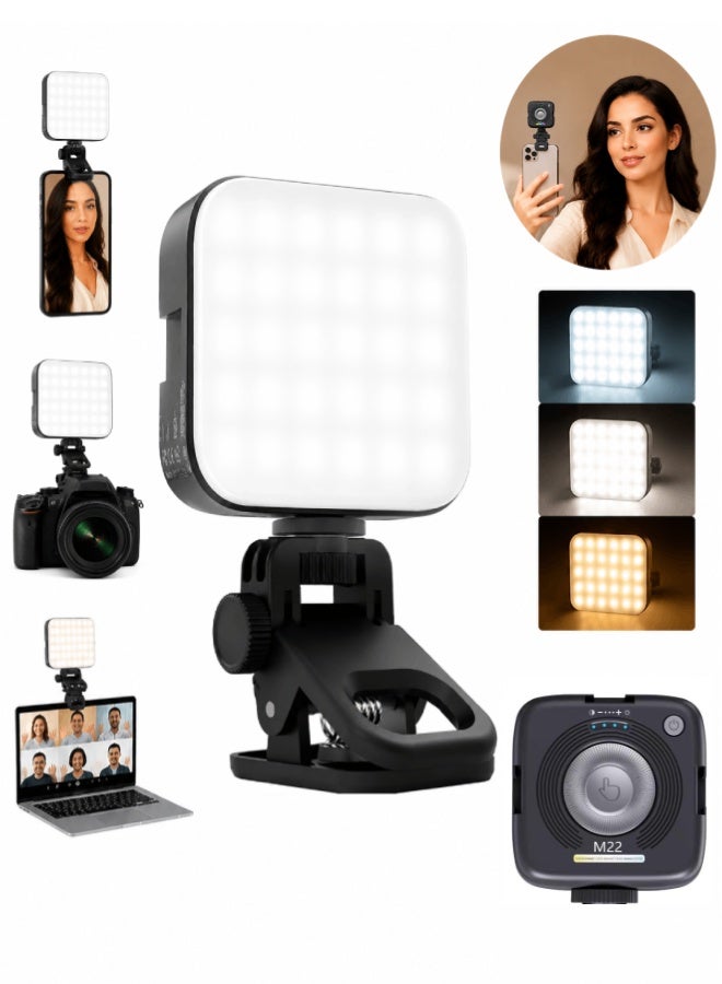 LAGIN LED Selfie Phone Light with Clip, High Power 96 LED  2000mAh, 3000K-9000K CRI80+, Magnetic LED Camera Light with 3 Light Modes, Portable Clip on for Phone/Tablet/Laptop, Meeting TikTok Video - Image 1